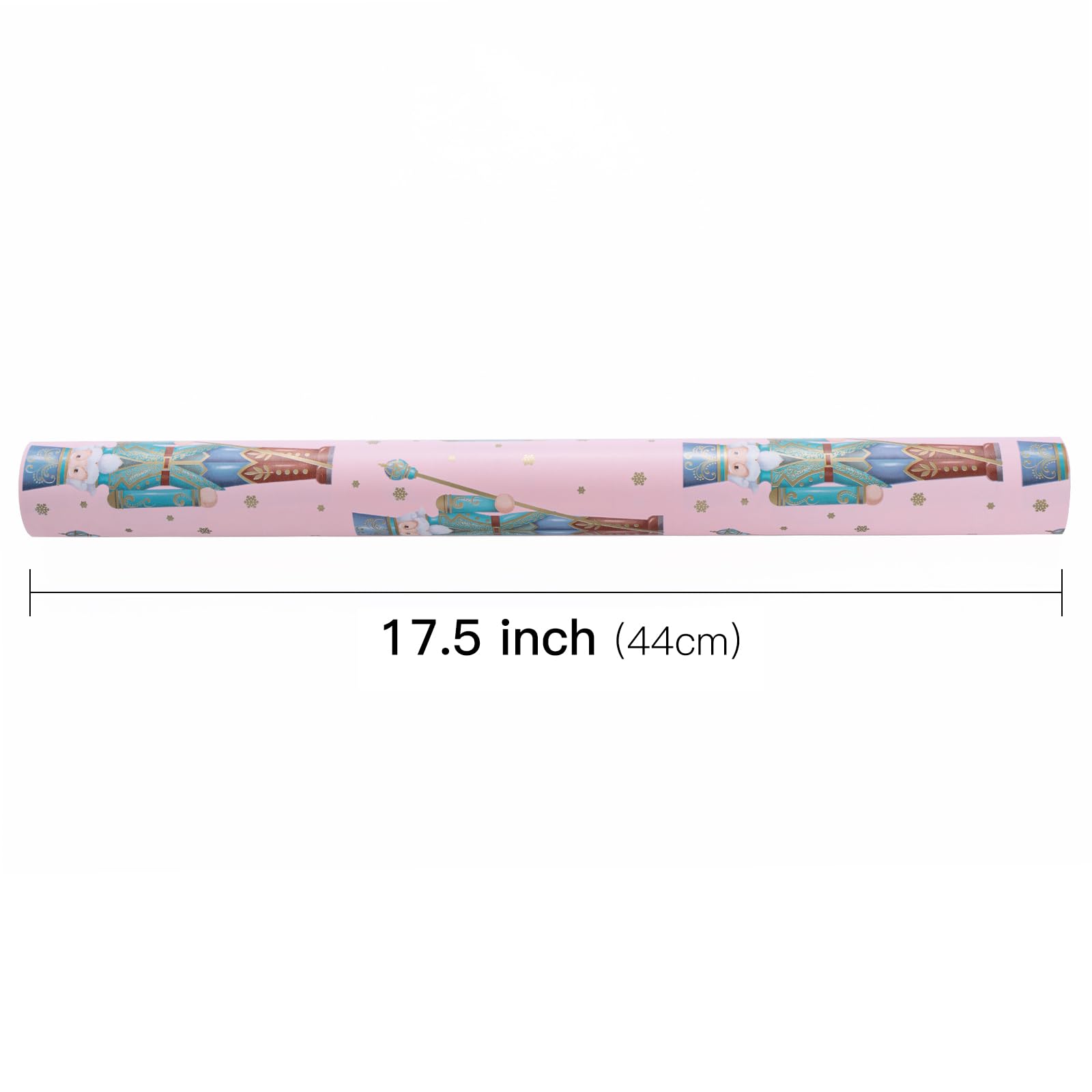 RUSPEPA Christmas Wrapping Paper Roll - Mini Roll - Pink Nutcracker Soldier Design Great for Christmas, Holiday and Party - 17.5 Inches X 32.8 Feet