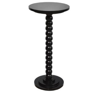 swallowliving 12" x 25" wooden round pedestal cocktail drink table for small spaces, black