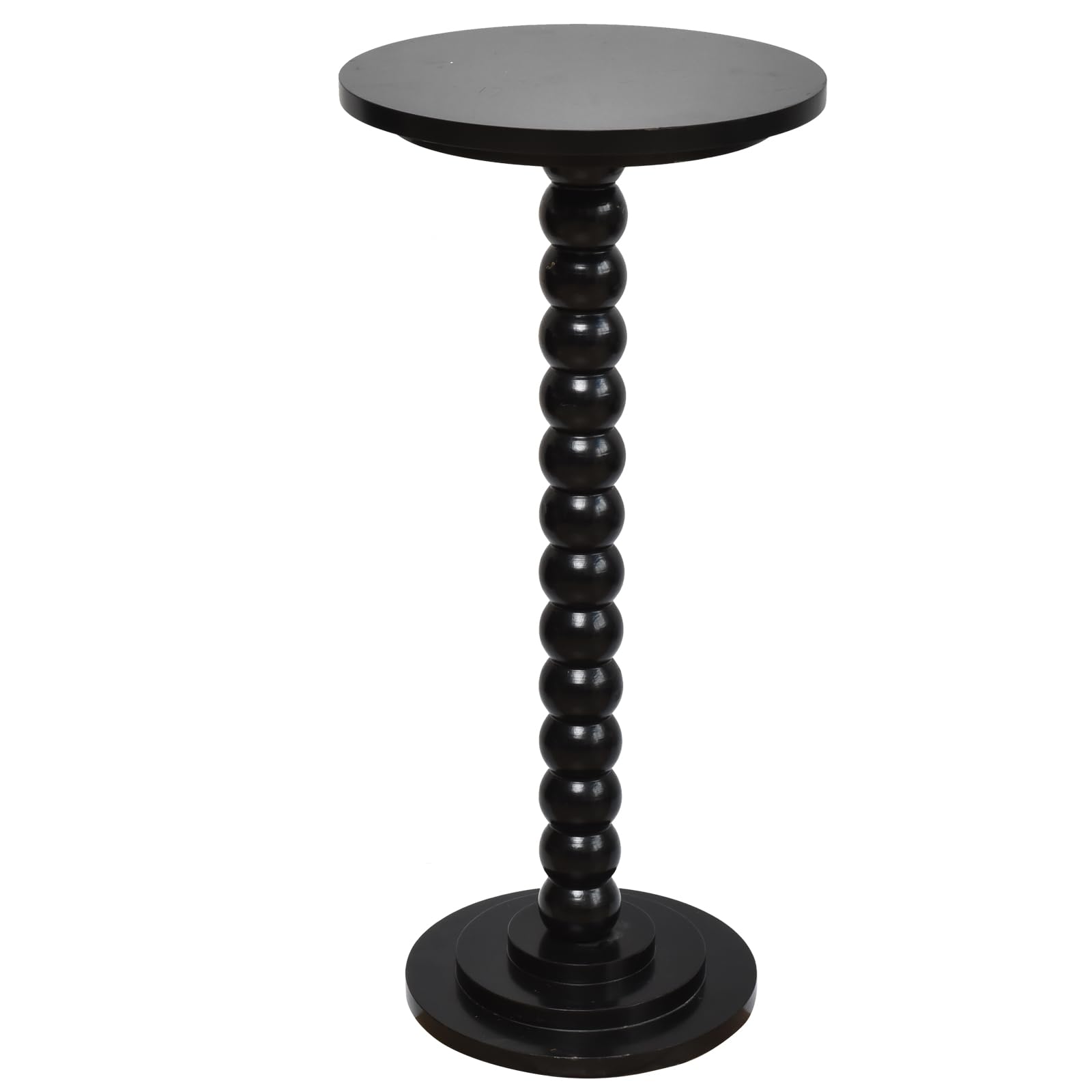 SwallowLiving 12" x 25" Wooden Round Pedestal Cocktail Drink Table for Small Spaces, Black