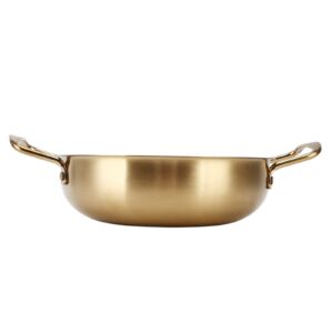 portable stainless steel noodle pot for cooking ramen, lightweight korean ramen pot for gas stove, induction stove - gold (inner diameter 26cm)