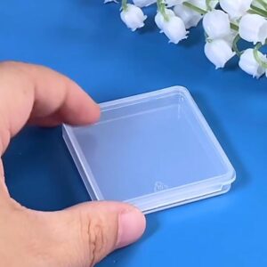 Farmer Mani 12 Pieces Square Empty Mini Clear Plastic Storage Containers with Lids for Tiny Items and Other Craft Projects.(1.85 x 1.85 x 0.32 inch)