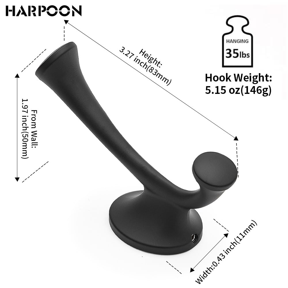 HARPOON Rustproof Coat Hook,Screws Retro Robe Hook,Wall Mounted Toilet Kitchen Bedroom Heavy Duty Door Hanger for Scarf Bag,Hat,Cup 5 Pack Oil Rubbed Bronze