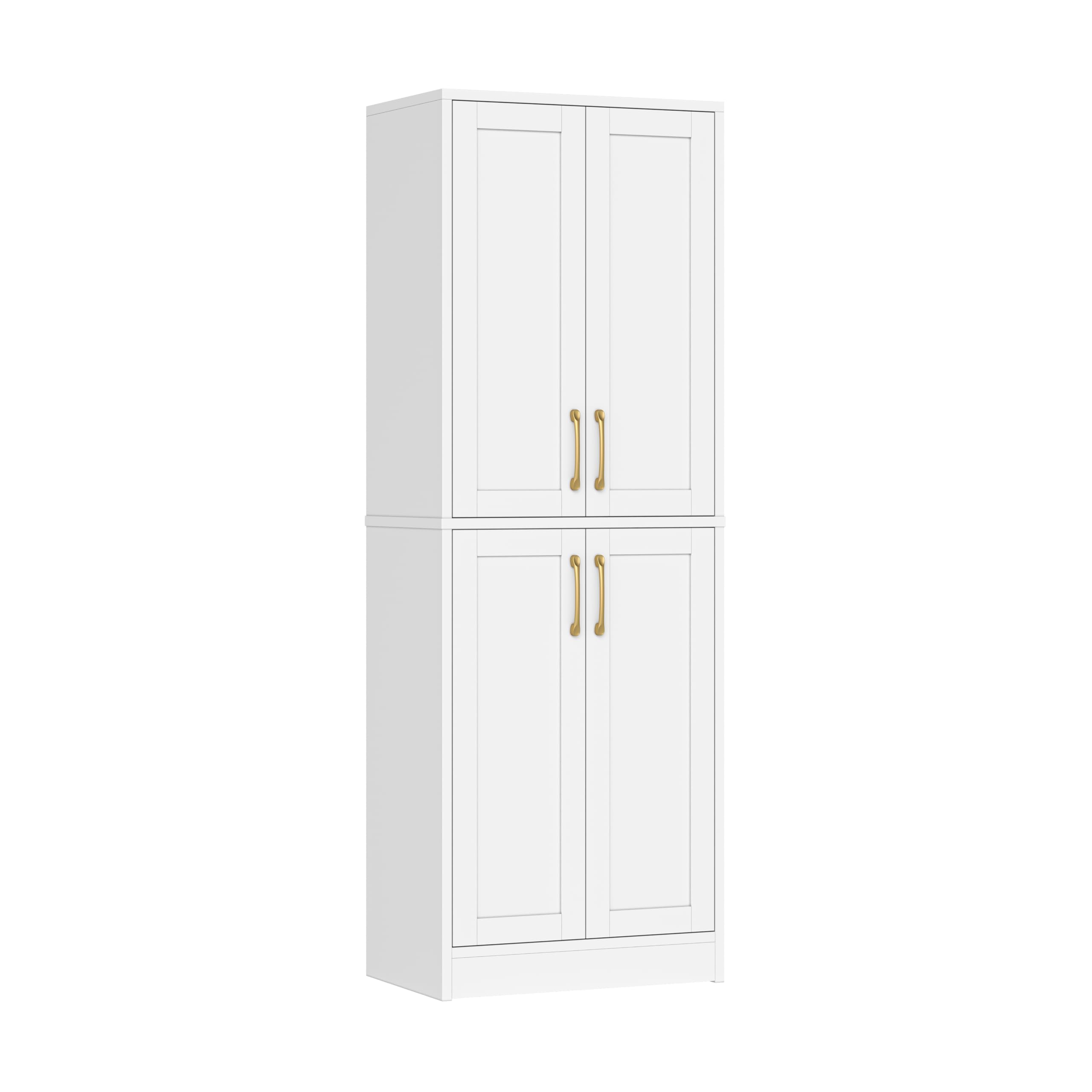 Homzbesy Pantry - Kitchen Pantry Cabinet with 4 Doors and Adjustable Shelves, Tall White Cabinet Freestanding Storage Cupboard for Dining Room Living Room, Laundry, Bathroom