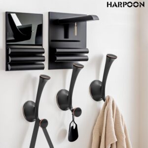 HARPOON Rustproof Coat Hook,Screws Retro Robe Hook,Wall Mounted Toilet Kitchen Bedroom Heavy Duty Door Hanger for Scarf Bag,Hat,Cup 5 Pack Oil Rubbed Bronze