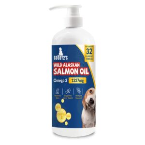 goody2's alaskan salmon oil for dogs & cats - omega 3 fish oil for healthy skin & coat, joint & bone support, allergy relief, & inflammation defense - 32oz all-natural liquid supplement