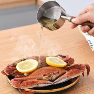 Stainless Steel Sauce pan, Mini Milk Warmer Pot Soup Pan with Wooden Handle,Hot Oil Small Pot Household 304 Stainless Steel Oil Splash Pan,Small Saucepan for Butter Warmer Heating Milk Cooking Sauce