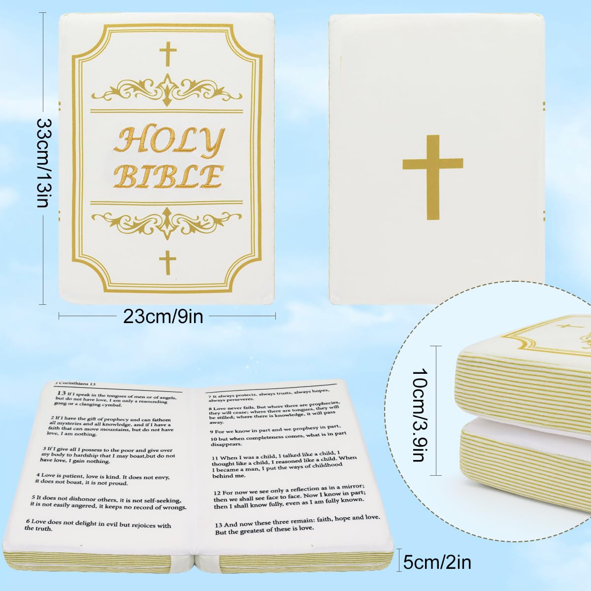 Yelakey Bible Pillow Book Plush That Opens Christian Holy Bible Stuff Religious Party Favors Gifts for Kids for Christening Easter