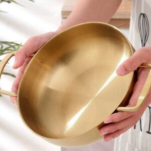 Portable Stainless Steel Noodle Pot for Cooking Ramen, Lightweight Korean Ramen Pot for Gas Stove, Induction Stove - Gold (Inner diameter 26cm)