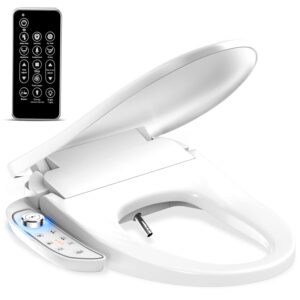 electric bidet toilet seat with wireless remote - elongated heated bidet toilet seat - bidet warm water with dryer - luxury bidet toilet seat with soft-closing - led nightlight - self-clean nozzle