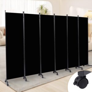 room divider 6 panel room dividers/wheels, fabric room divider panel for office room partitions and dividers, portable partition wall divider for room separation, flexible privacy screen indoor