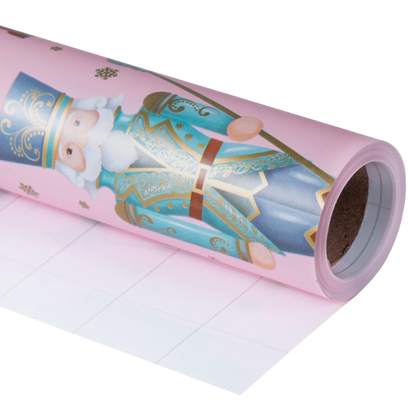 RUSPEPA Christmas Wrapping Paper Roll - Mini Roll - Pink Nutcracker Soldier Design Great for Christmas, Holiday and Party - 17.5 Inches X 32.8 Feet