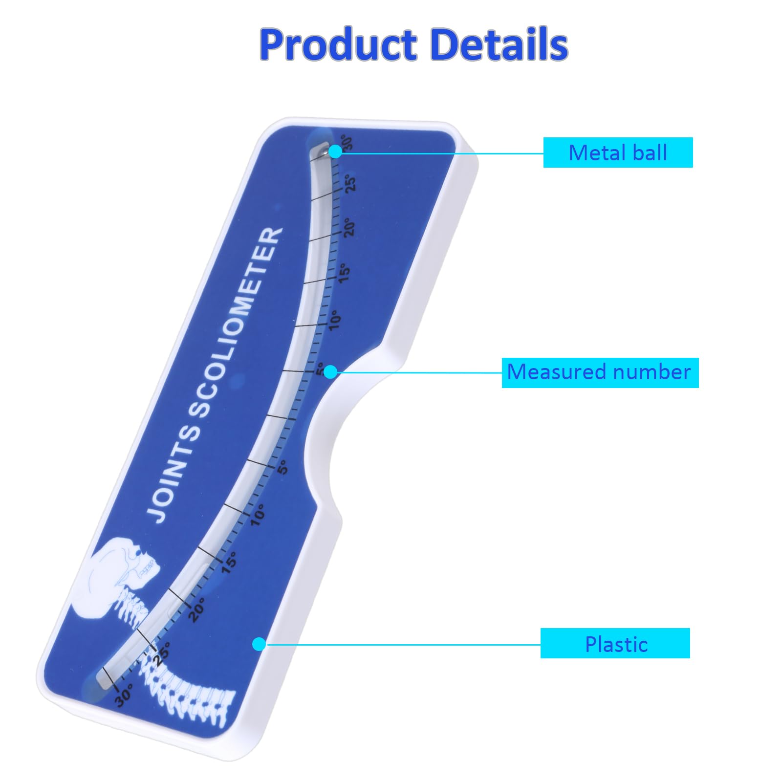 PURPLELILY Scoliometer Meter Device 0-30° Measurement for Measuring Spinals Alignments Measure Spine Slope Scoliosis Detectors