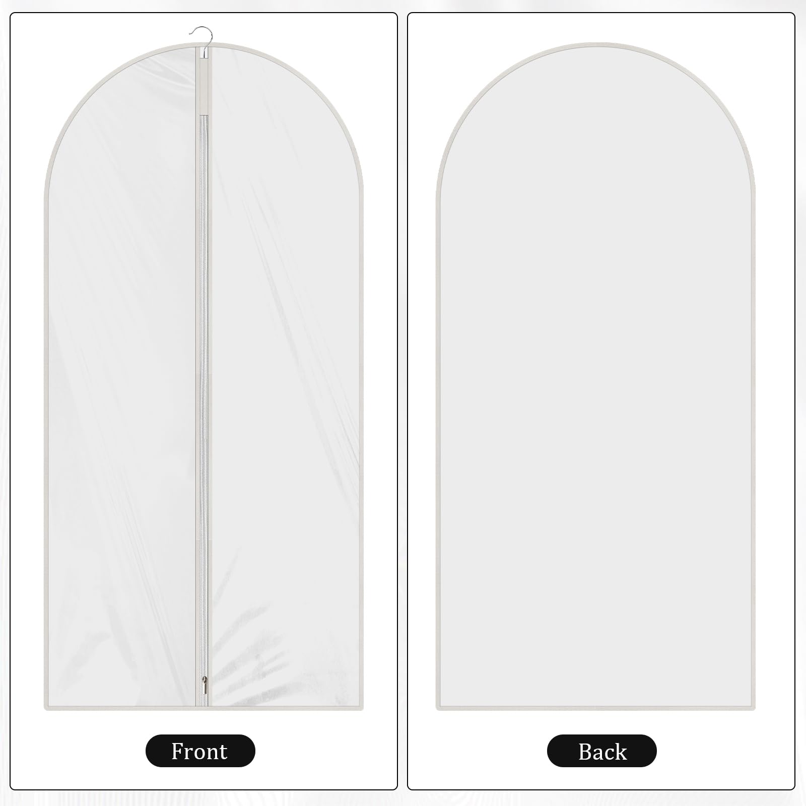 Garment Bag for Hanging Clothes, White PEVA Lightweight Breathable Garment Covers for Closet Storage, Suitable for Shirts, Jackets, Gowns Winter Long Coats, Dance Costume(24 x 47 Inches)