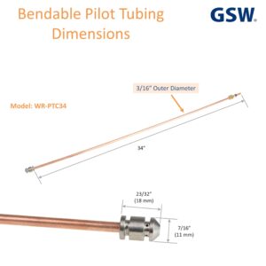 GSW WR-PTC34 3/16"OD x 34"L Bendable Pilot Tubing with Pilot Tip, Nut & Sleeve, Chinese Wok Range Accessory for Commercial Restaurant Kitchen Gas Equipment