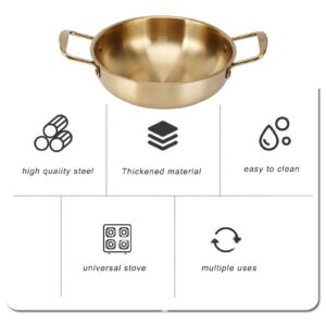 Portable Stainless Steel Noodle Pot for Cooking Ramen, Lightweight Korean Ramen Pot for Gas Stove, Induction Stove - Gold (Inner diameter 26cm)