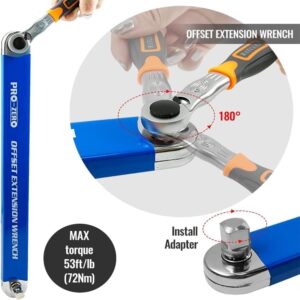 POTAY Speed Pro - Speedpro Offset Extension Wrench, Offset Extension Wrench Impact with 1/2",1/4" And 3/8" Adapters, Master Tight Spaces and Stubborn Bolts with Ease