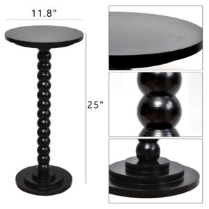 SwallowLiving 12" x 25" Wooden Round Pedestal Cocktail Drink Table for Small Spaces, Black