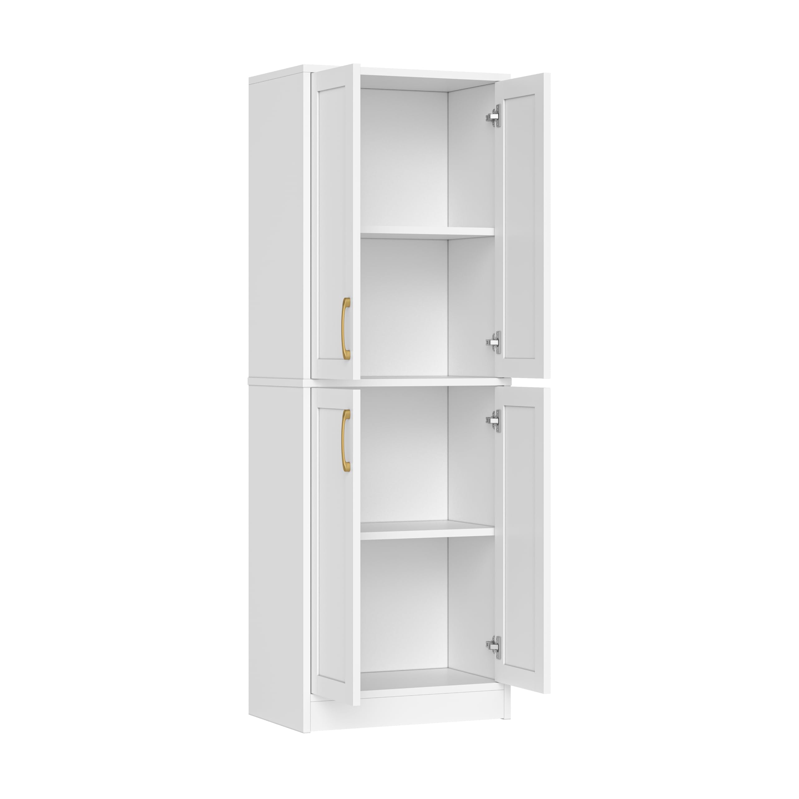 Homzbesy Pantry - Kitchen Pantry Cabinet with 4 Doors and Adjustable Shelves, Tall White Cabinet Freestanding Storage Cupboard for Dining Room Living Room, Laundry, Bathroom