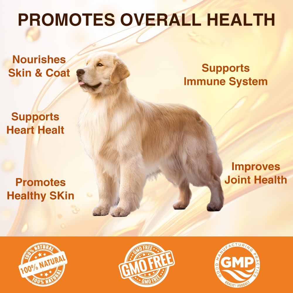 Alaskan Salmon Oil for Dogs & Cats - Omega 3 EPA DHA Fish Oil for Healthy Skin & Coat, Joint & Bone Support, Allergy Relief, & Inflammation Defense - 32oz All-Natural Liquid Supplement