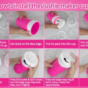 Slushie Maker Cup - DIY Magic Slushy Maker Squeeze Cup, Portable Smoothie Squeeze Cup for Juices, Milk and Ice Cream Make, Double Layers Silica Cup with Lid & Straw for Friends, Family Gifts (Pink)