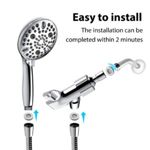 Shower Head with Handheld High Pressure - 59” Stainless Steel Hose Holder to Clean Tub Tile Pets - 10 Models Showerhead - All Chrome Finish