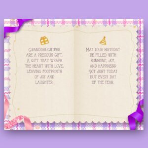 Prime Greetings Happy Birthday Card For Granddaughter, Made in America, Eco-Friendly, Thick Card Stock with Premium Envelope 5in x 7.75in, Packaged in Protective Mailer