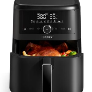 HiCOZY 10-in-1 Air Fryer, 6QT Family Size, Flash Crisp Technology, 400F for Hot & Crispy Results in Minutes, Roast, Reheat, Dehydrate & More, Black