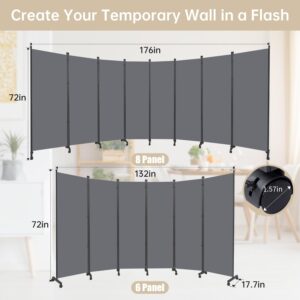 Room Divider 8 Panel Room Dividers/Wheels, Fabric Room Divider Panel for Office Room Partitions and Dividers, Portable Partition Wall Divider for Room Separation, Flexible Privacy Screen Indoor