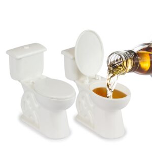 Throne Shots: Hilarious Toilet-Shaped Shot Glasses with Flip Lid for Custom Photo Gags, Ideal White Elephant Gift for Shot Fun, Parties, Funny Gifts for Adults, 1 oz, Set of 2