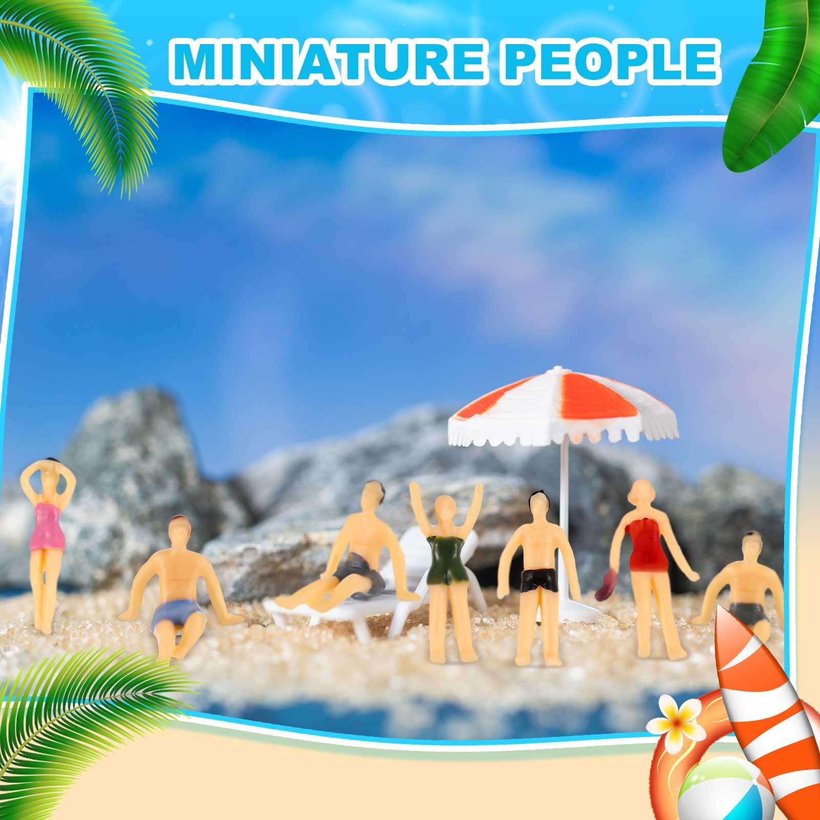 Namalu 50 Pcs 1: 75 Ho Scale Miniature People Figures Beach Swimsuits Figurines Standing Painted Mini People Set Miniature Doll House Accessories Beach Cake Decor for Pool Beach Party Favors