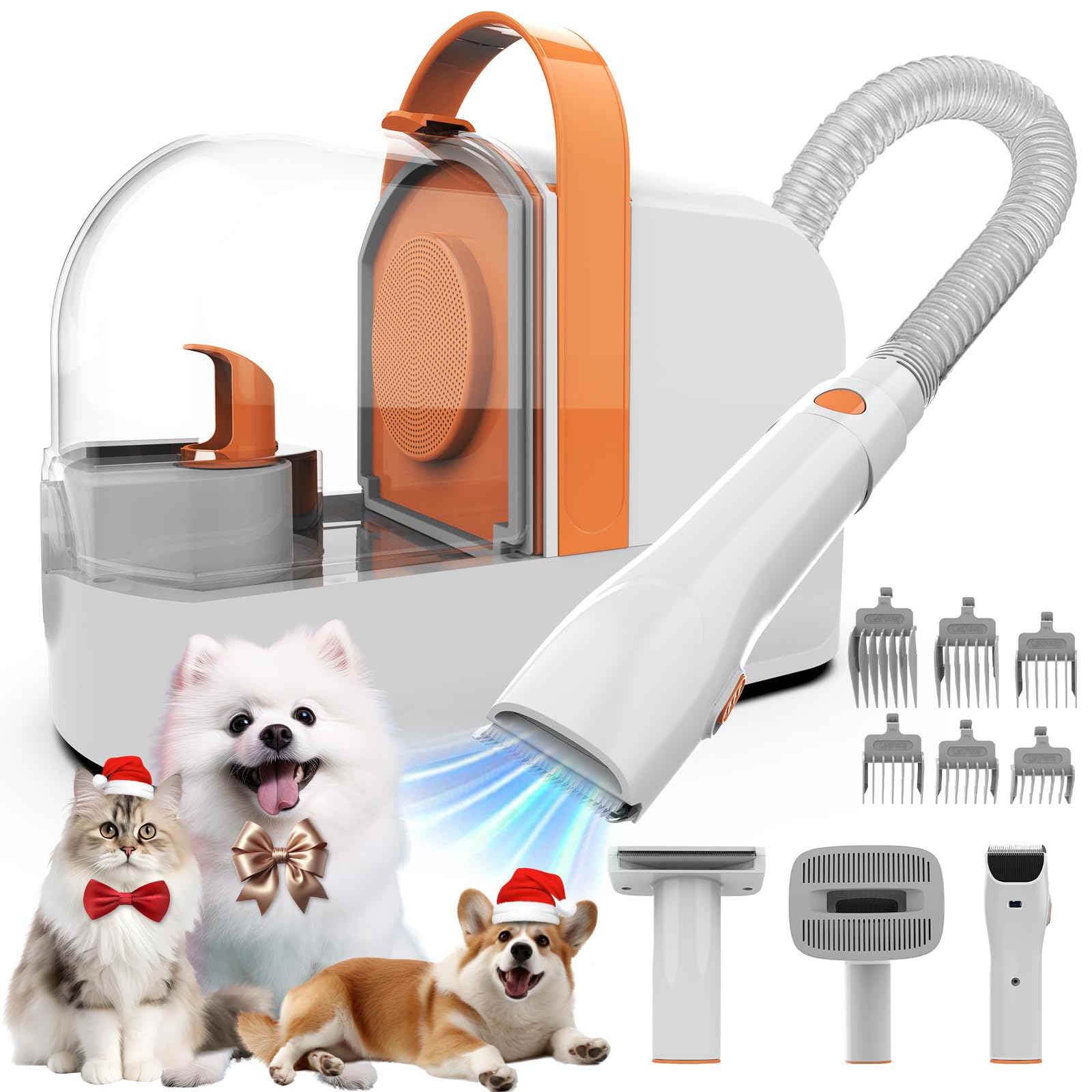 UBROBO Dog Grooming Vacuum, Dog Grooming Kit with Pet Clippers, 12,000Pa Pet Hair Vacuum Pet Grooming Vacuum for Dogs, Dog Vacuum for Shedding Grooming, Low Noise Dog Shedding Brush Pet Vacuum, PG10