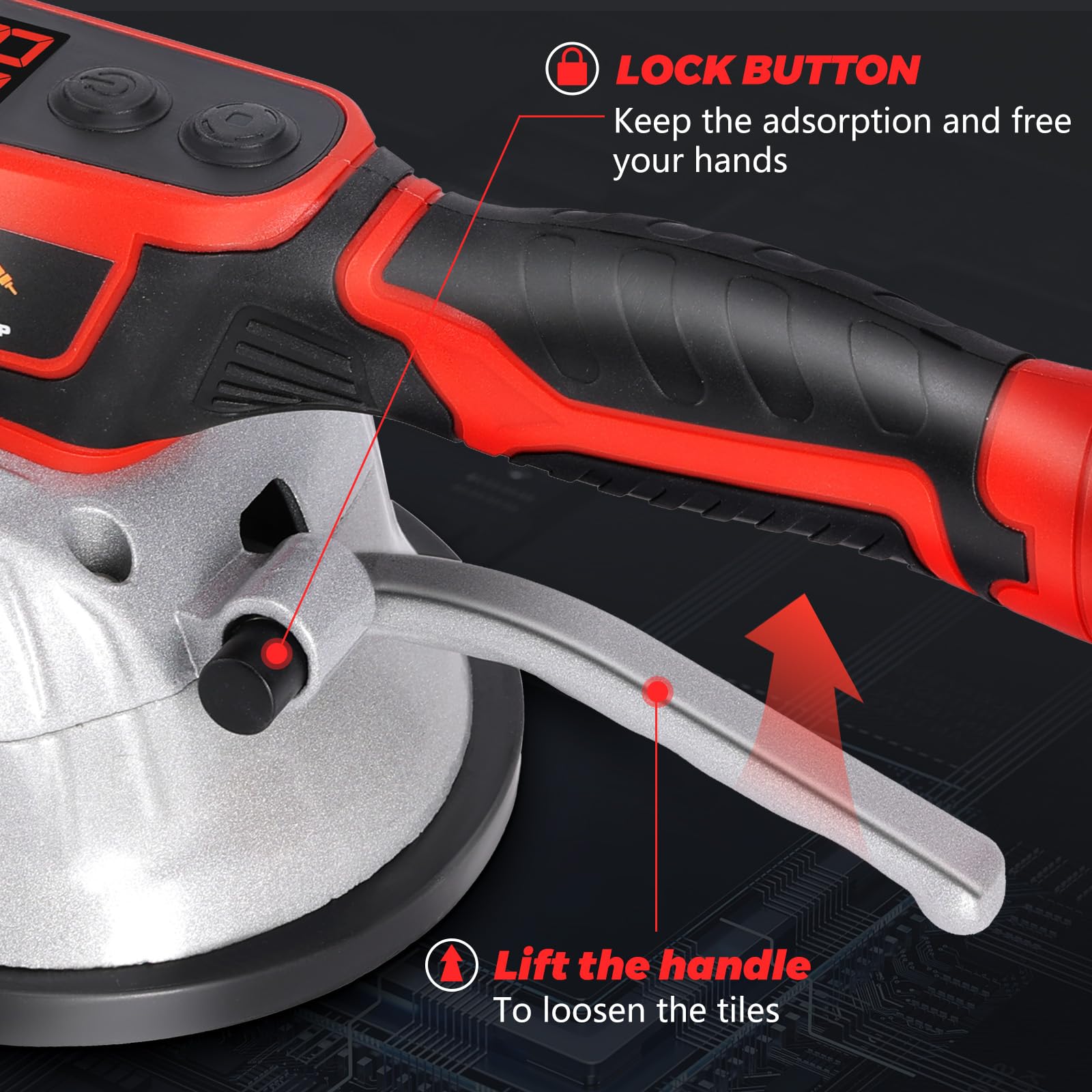 Cordless Tile Vibration Tools for Milwaukee 18V Battery, Yeartop Tiler Vibratior Leveling Machine Tile Installation Tool with 8 Adjustable Speed,Suction Cup,Digital Display (Battery Not Include)