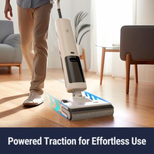 OSOTEK H200Lite Cordless Wet Dry Vacuum Cleaner and Mop for Hard Floors,Unique 180° Flat,Edge Clean, Digital Display, Anti-Tangle Brush for Pet Hair, Auto Self-Cleaning, Lightweight and Handheld