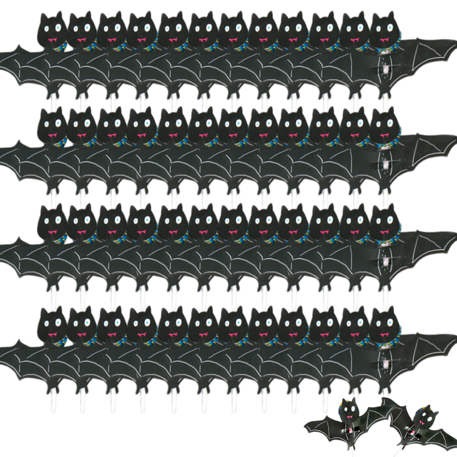 Generic 80 PCS Halloween Candy Decoration Cards Bat-Shaped Candy Cards Holder for Kids Halloween Sugar Decorative Paper Card for School Classroom Exchange Treat Halloween Party Supplies, Black