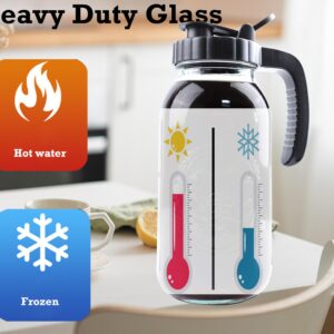 Cold Brew Coffee Maker Half Gallon 2 Set Glass Mason Jar Pitcher With Spout Lid Filter 2 Quart Wide Mouth Iced Tea Brewing Jug Heavy Duty Handle Airtight & Leak-Proof Pitcher For Fridge Sun Tea 64 OZ