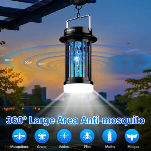 PALONE Bug Zapper for Outdoor Indoor, Mosquito Zapper Rechargeable Fly Killer, Portable Electric Fly Traps, Mosquito Killer, Insect Pest Control with LED Light for Backyard, Patio, Camping, Fishing