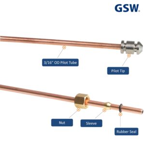 GSW WR-PTC34 3/16"OD x 34"L Bendable Pilot Tubing with Pilot Tip, Nut & Sleeve, Chinese Wok Range Accessory for Commercial Restaurant Kitchen Gas Equipment