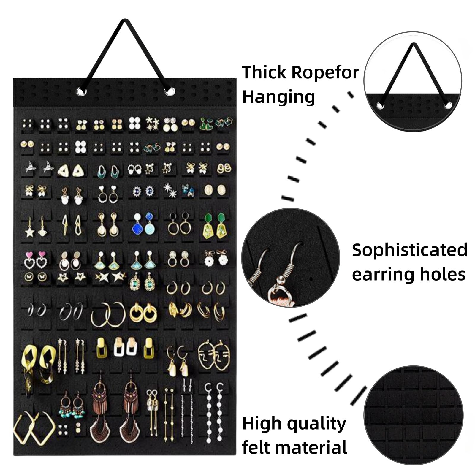 Hanging Earring Holder Organiser, Brooch Pin Display Board with 150 Slots for up to 300 Pairs of Earrings/Pins, Stud Earring Organisers and Storage Earring Holder Organizer Wall