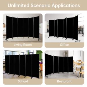 Room Divider 6 Panel Room Dividers/Wheels, Fabric Room Divider Panel for Office Room Partitions and Dividers, Portable Partition Wall Divider for Room Separation, Flexible Privacy Screen Indoor