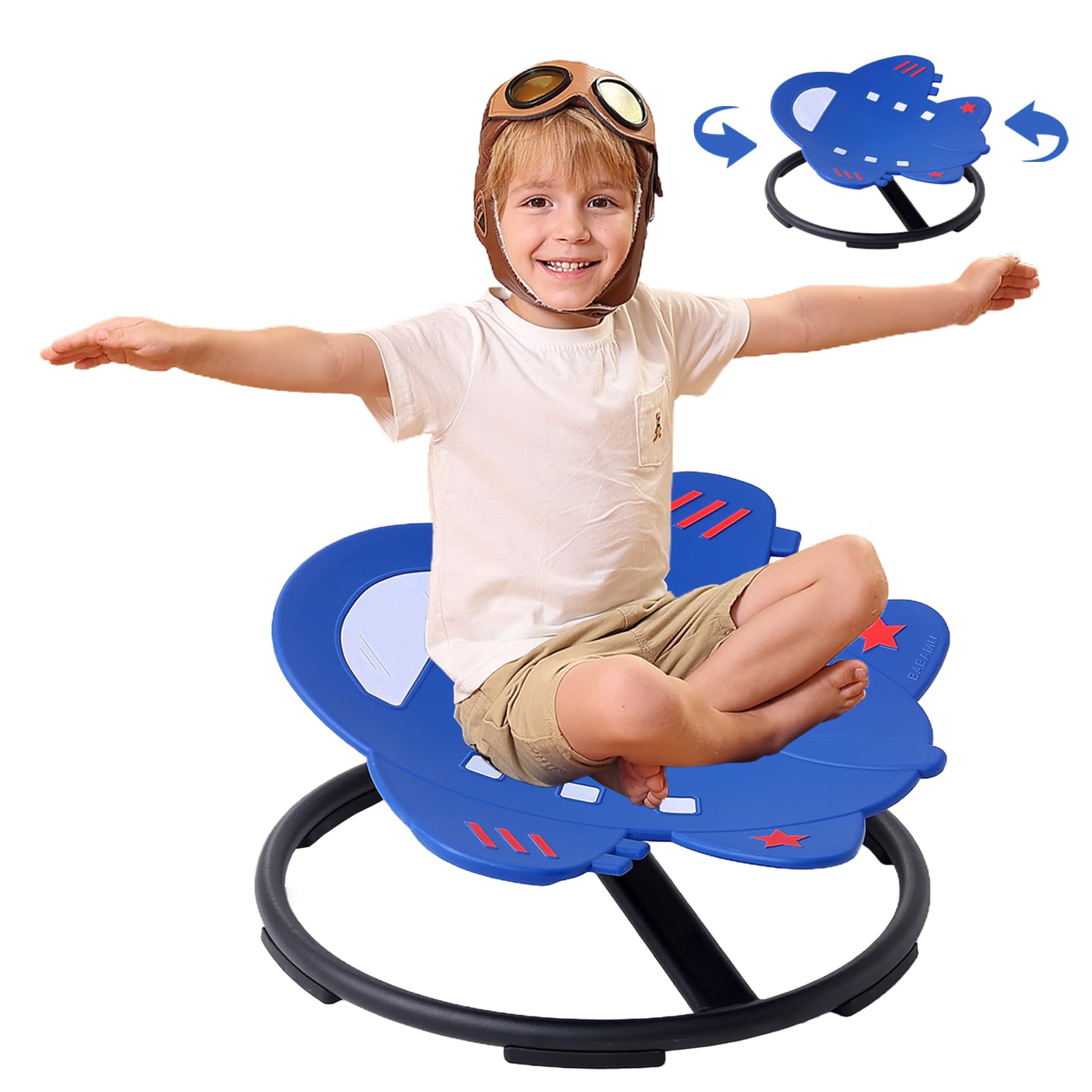 Sensory Chair Sit and Spin Autism Sensory Products Sensory Toys Sensory Spinning Chair Autism Spinning Chair for Kids Swivel Chair Training Body Coordination (Blue)