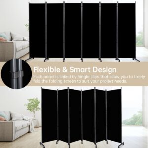 Room Divider 6 Panel Room Dividers/Wheels, Fabric Room Divider Panel for Office Room Partitions and Dividers, Portable Partition Wall Divider for Room Separation, Flexible Privacy Screen Indoor