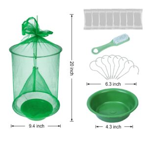 Dwcom 8 Packs Fly Traps Outdoor Hanging, Stable Fly Trap with Fly Bait, Reusable Fly Killer, Ranch Fly Trap, Fly Control Fly Hunter for Family Farm Park Orchard Garden