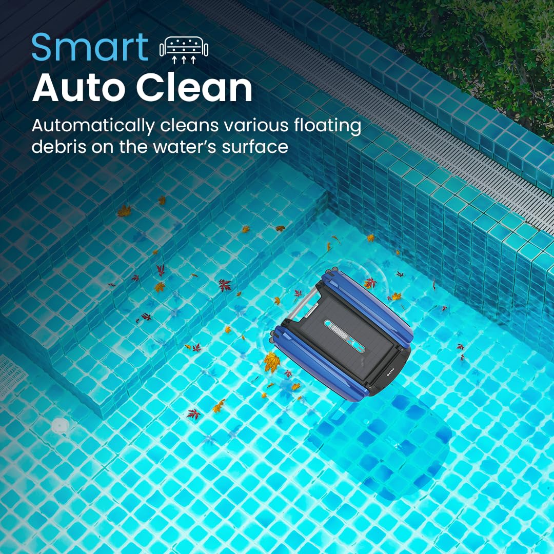 Betta SE Solar-Powered Robotic Automatic Pool Skimmer Cleaner with 30+ Hour Cleaning Battery, Pool Skimmer Anti-Stuck Foam Noodle, and Re-Engineered Twin SCT Motors (Blue)