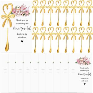 skybooly 25 sets bridal shower tea party favors for guests mini coffee spoons small tea spoons heart spoon love spoon with bow with thank you cards wedding souvenirs tea party supplies