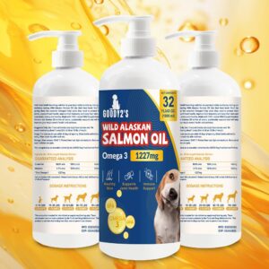 Goody2's Alaskan Salmon Oil for Dogs & Cats - Omega 3 Fish Oil for Healthy Skin & Coat, Joint & Bone Support, Allergy Relief, & Inflammation Defense - 32oz All-Natural Liquid Supplement