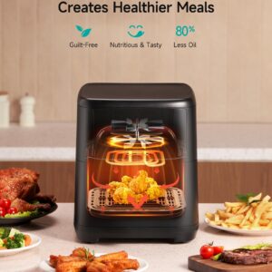 HiCOZY 10-in-1 Air Fryer, 6QT Family Size, Flash Crisp Technology, 400F for Hot & Crispy Results in Minutes, Roast, Reheat, Dehydrate & More, Black