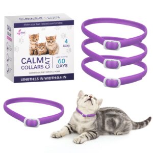 cat calming collar for cats, pheromone collar for cats, adjustable efficient relieve reduce anxiety cat collars for pets with 60 days long calming effect for small, medium and large cats, 4pcs