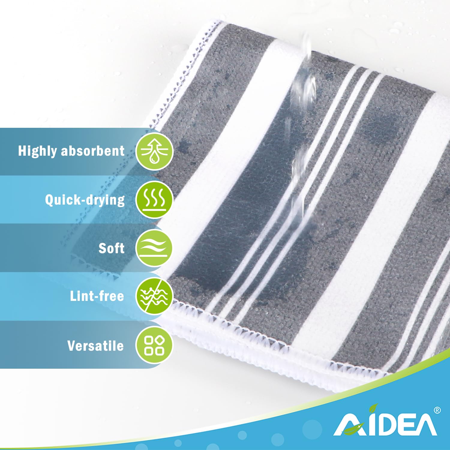 AIDEA Kitchen Towels, Absorbent Dish Towels for Kitchen, Soft Dish Cloth for Home, Multi-Purpose DishCloths for Household Cleaning and Drying, 11” x 11”, 8 Pack