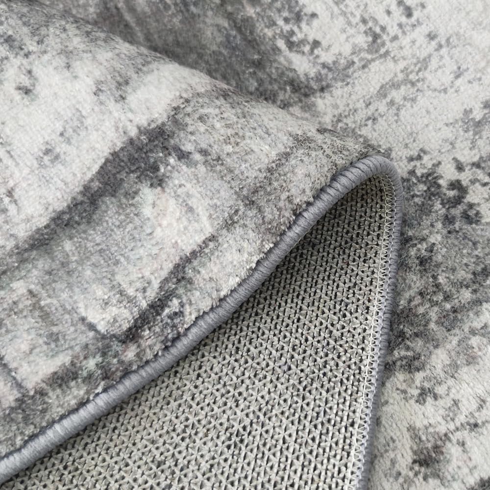 Hudson Comfort 6x8 Area Rug – Faux Cashmere Living Room Area Rug – Machine Washable Area Rugs with Anti-Slip TPR Back – Super Soft 6mm Pile Height Area Rug – Pet-Friendly Area Rugs for Bedroom - Grey