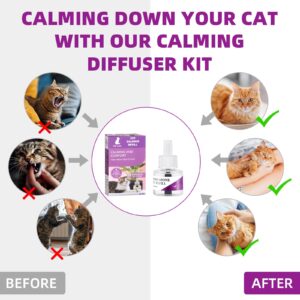 G · PEH Cat Pheromones Calming Diffuser Refill, 6 Pack Cat Calming Diffuser Refills Kit, Relieve Anxiety Stress 180 Days for Cats Calm, 48ml Fit All Common Diffusers Plug in